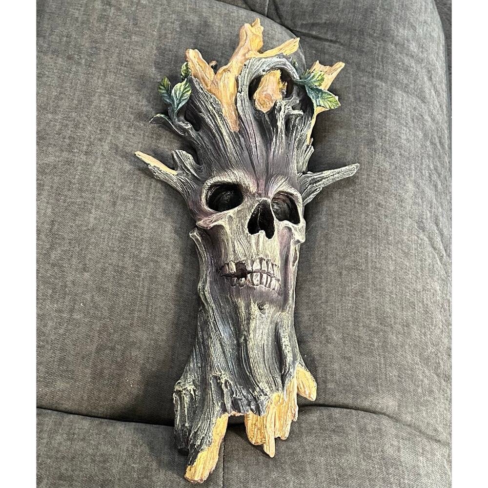 Evil Tree Wall Sculpture Decor Featuring Hand Painted Skull Design